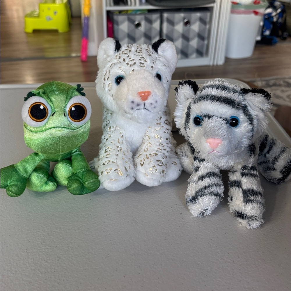 Plush Animal Toy Set - Green, Purple, White